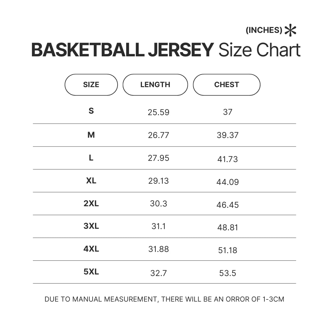 Basketball Jersey Size Chart 1 - Lorna Shore Store