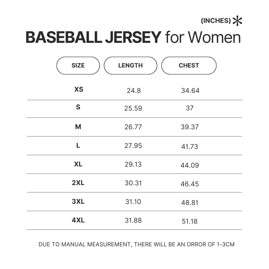 Women Baseball Jersey Size Chart - Lorna Shore Store
