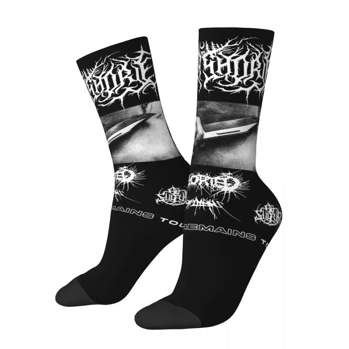 Heavy Metal Music Hip Hop Vintage Lorna Shore Happy Seamless Pattern Printed Boys Crew compression Sock - Lorna Shore Store