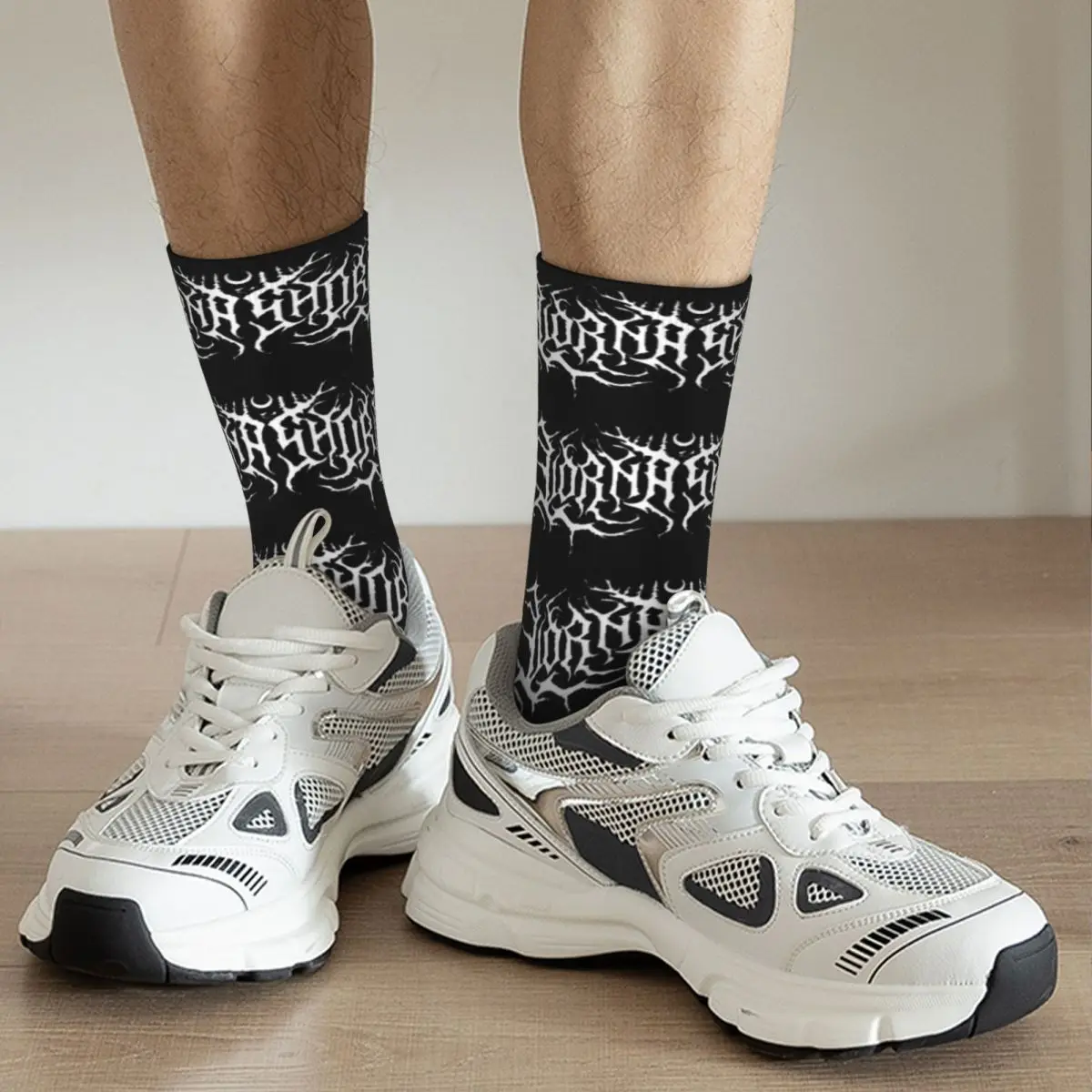 Retro Women Men Lorna Shore Logo Design Socks Heavy Metal Punk Merch Middle Tube Socks Cotton 3 - Lorna Shore Store