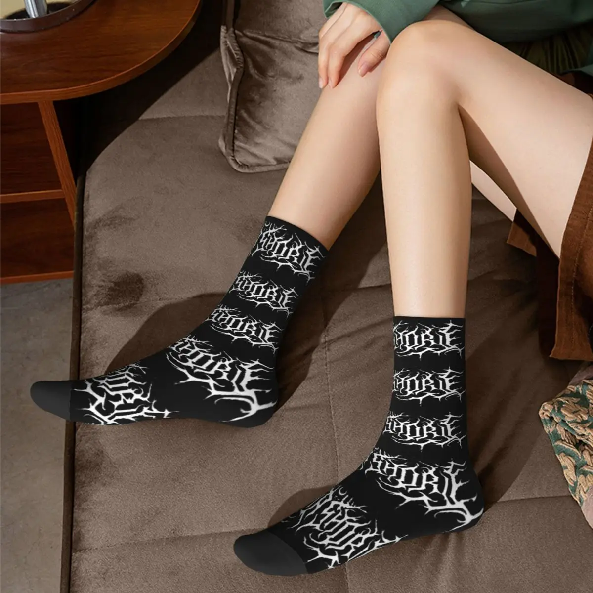 Retro Women Men Lorna Shore Logo Design Socks Heavy Metal Punk Merch Middle Tube Socks Cotton 4 - Lorna Shore Store